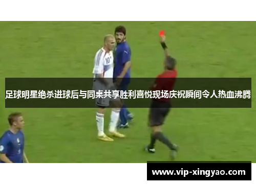 足球明星绝杀进球后与同桌共享胜利喜悦现场庆祝瞬间令人热血沸腾
